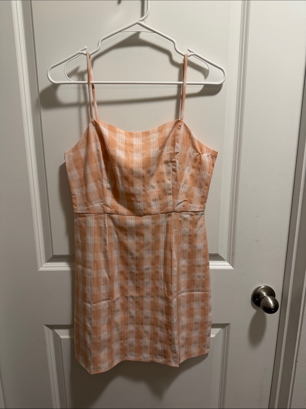 Urban Outfitters Pink and White Gingham Slip Dress